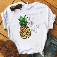 Load image into Gallery viewer, Pineapple Fruit Graphic Short Sleeve T-Shirt for Women
